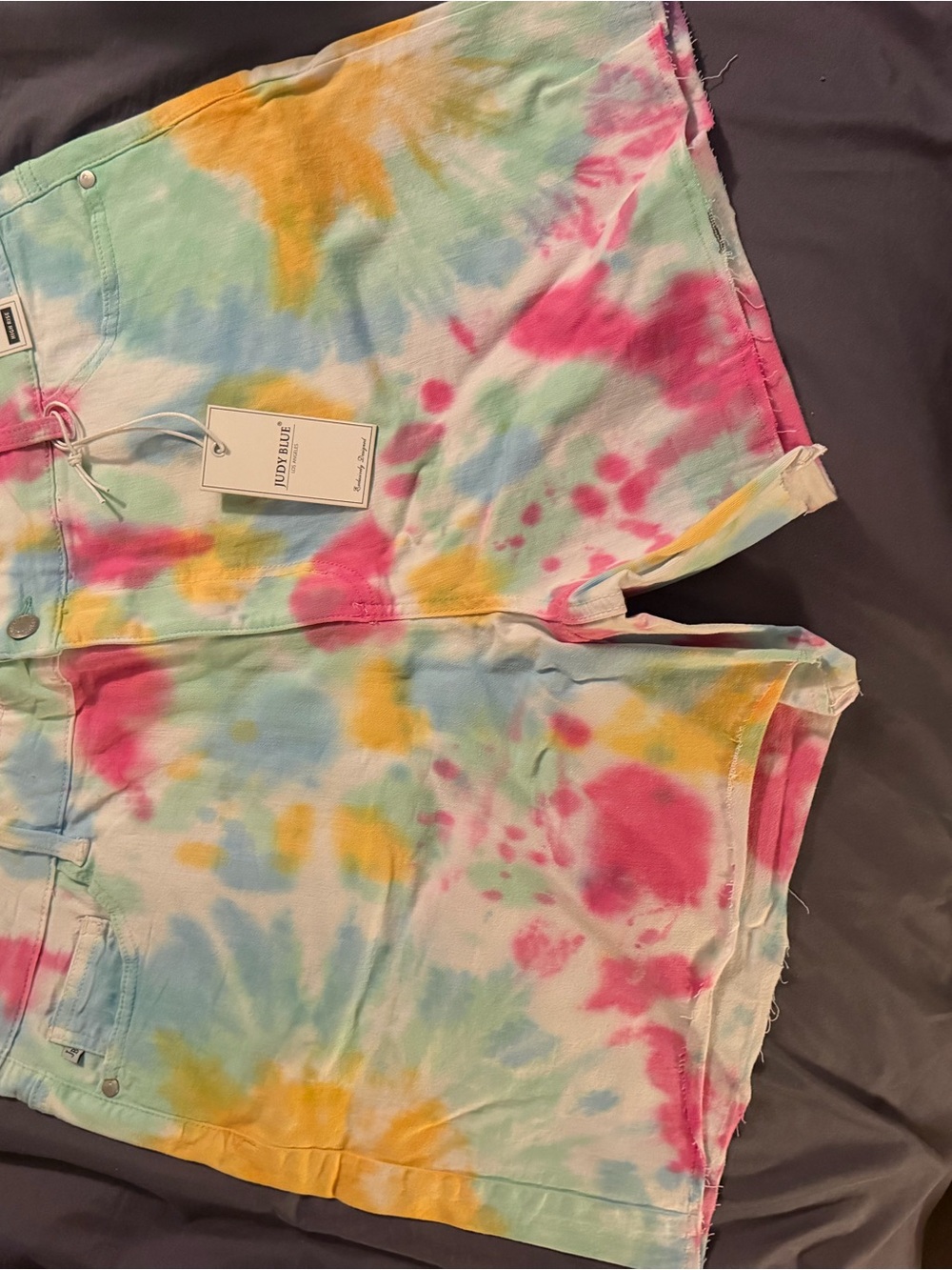 Judy Blue Pastel Tie-Dye High-Rise Denim Shorts - Picture 2 of 4